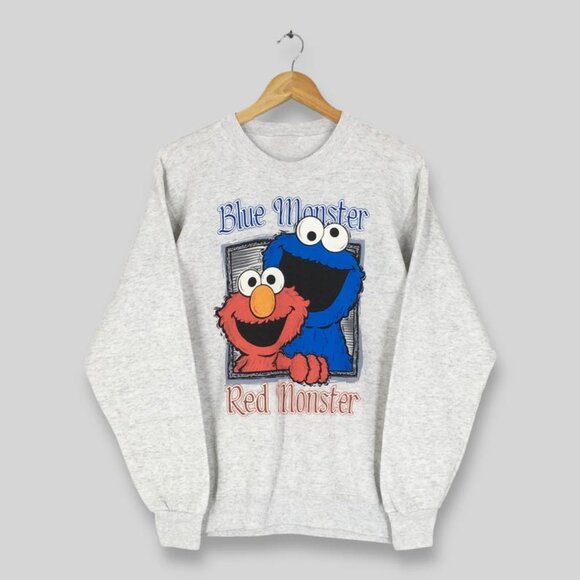 Sesame Street Cookies blue Monster Cookie red Monster Muppet sweatshirt shirt - Picture 1 of 2